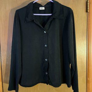 Heaven Black Tencel Long-sleeved Button-down Shirt | Women's Sz L